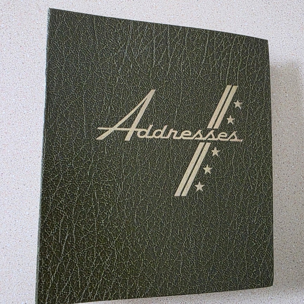 Loose Leaf Address Book 6.5x5.5 Green Vintage Jet Line Central MCM USA